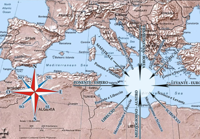 rosa dei venti direzioni