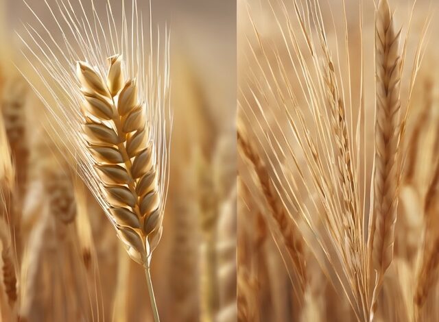 Crea immagine comparativa di spiga di orzo e spiga di grano