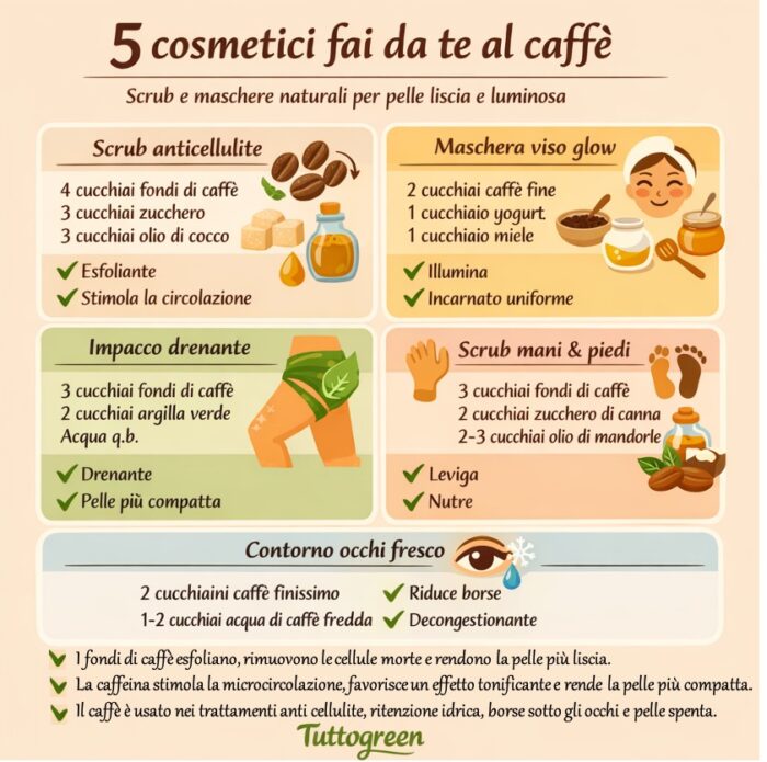 Cosmetici fai da te al caffè: 5 ricette naturali per pelle tonica e luminosa