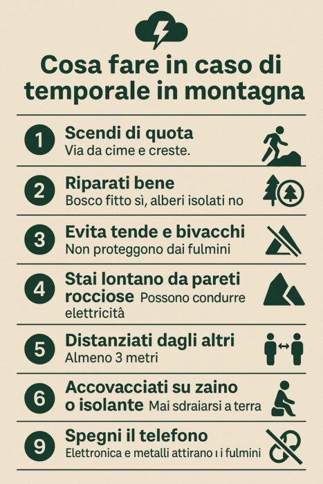 cosa fare in caso di temporale in montagna
