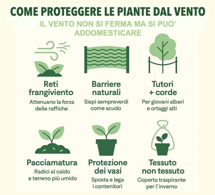 Come proteggere le piante dal vento: strategie pratiche per l’inverno