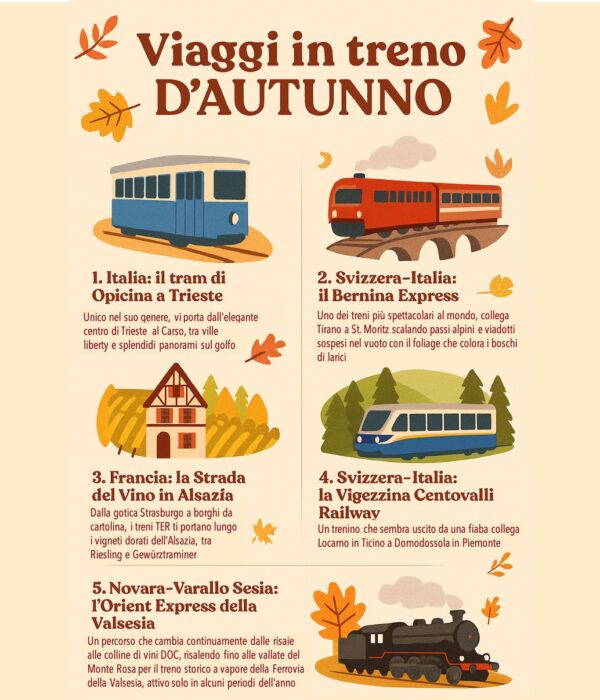 5 viaggi in treno in autunno da non perdere in giro per l'Italia con una puntata in Francia