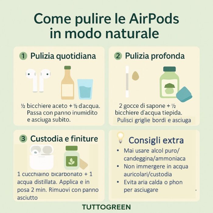 come pulire le airpods naturalmente e efficacemente