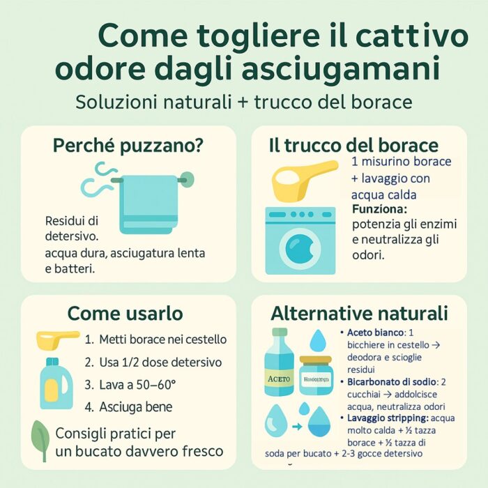 Il metodo più efficace per togliere odore di umido e dare morbidezza e freschezza agli asciugamani