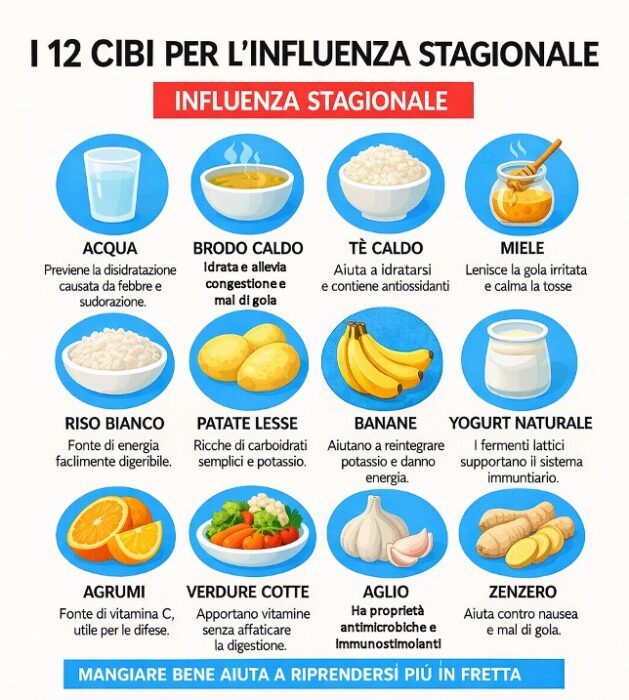 I 12 cibi per affrontare l’influenza stagionale e recuperare