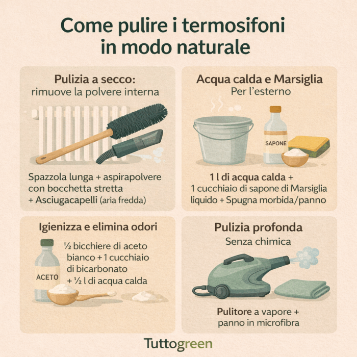 Quattro metodi naturali per pulire i termosifoni, migliorare il calore e ridurre polvere