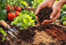 Mani di un giardiniere che osservano la terra dell’orto con diversi tipi di suolo per capire se il terreno è argilloso, sabbioso o fertile