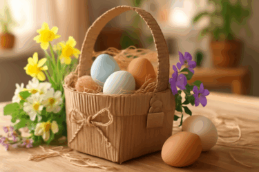 Cestino di Pasqua fai-da-te con materiali di riciclo