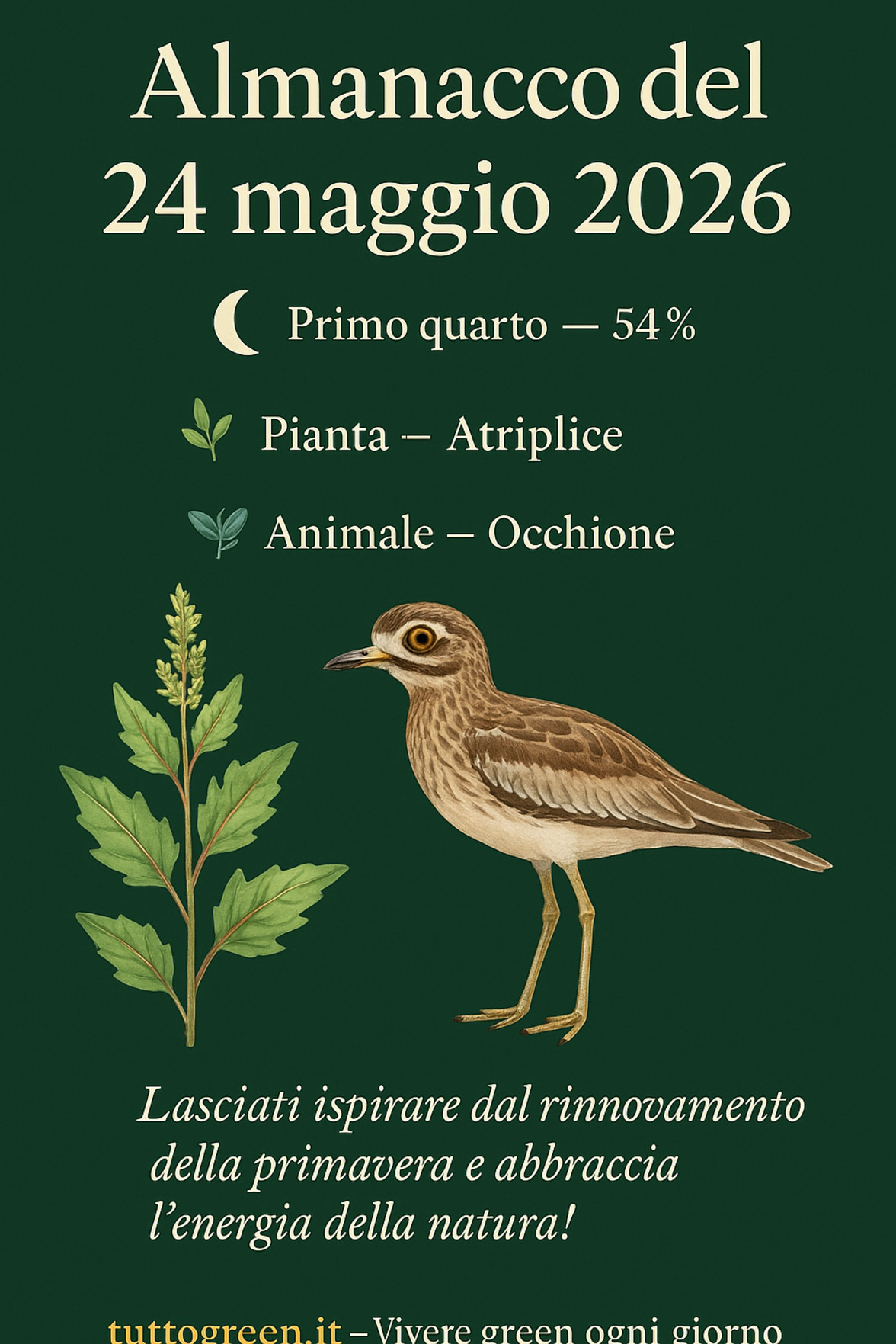 Infografica Almanacco del 24 maggio 2026 — Atriplice e Occhione