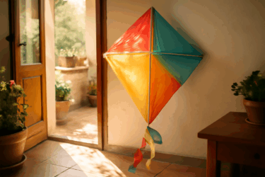 Aquilone da sacchetti di plastica colorati