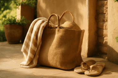 Non buttare il sacco di iuta: diventa una borsa da spiaggia chic e naturale