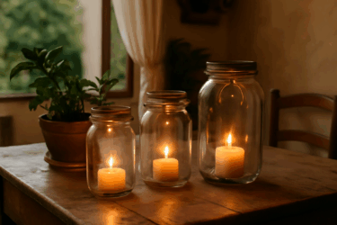 Lanterne da giardino con barattoli di vetro