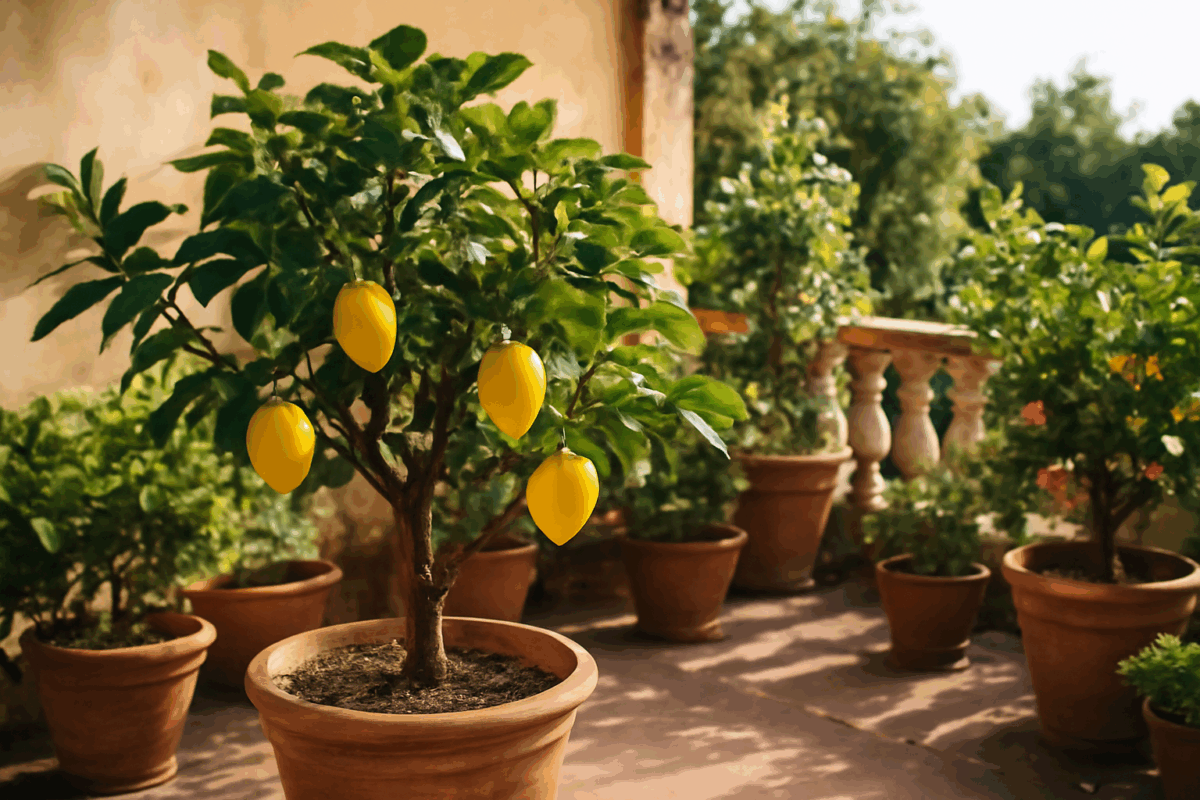 Limoni e agrumi sul terrazzo italiano