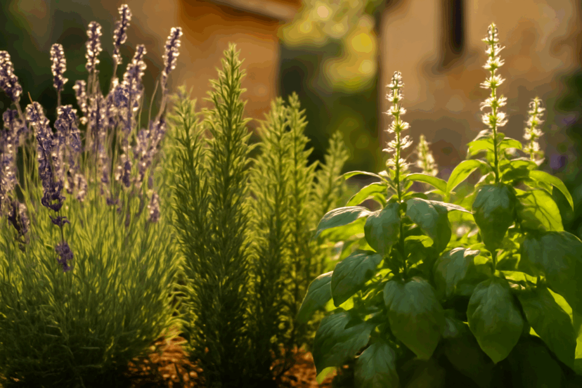 Piante aromatiche al sole estivo