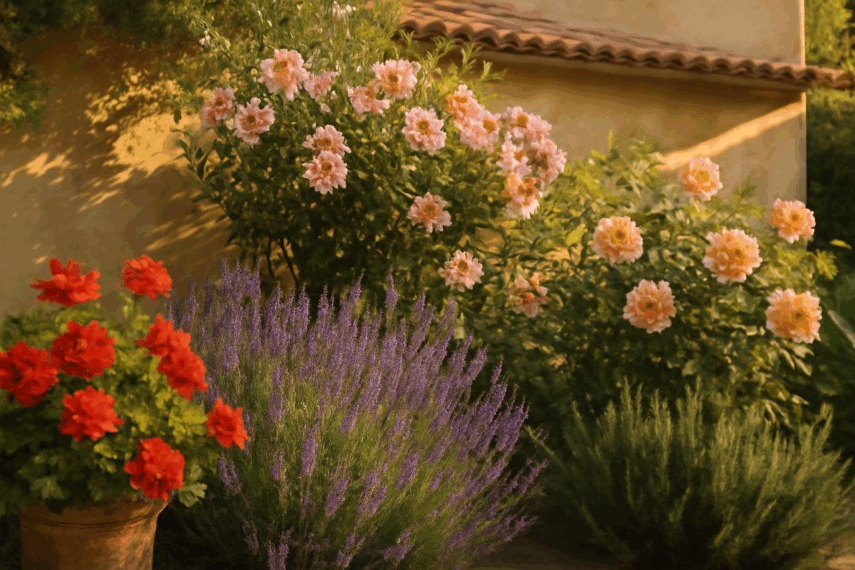Piante da balcone ideali per il sole italiano: geranio, lavanda, oleandro, rosa, rosmarino