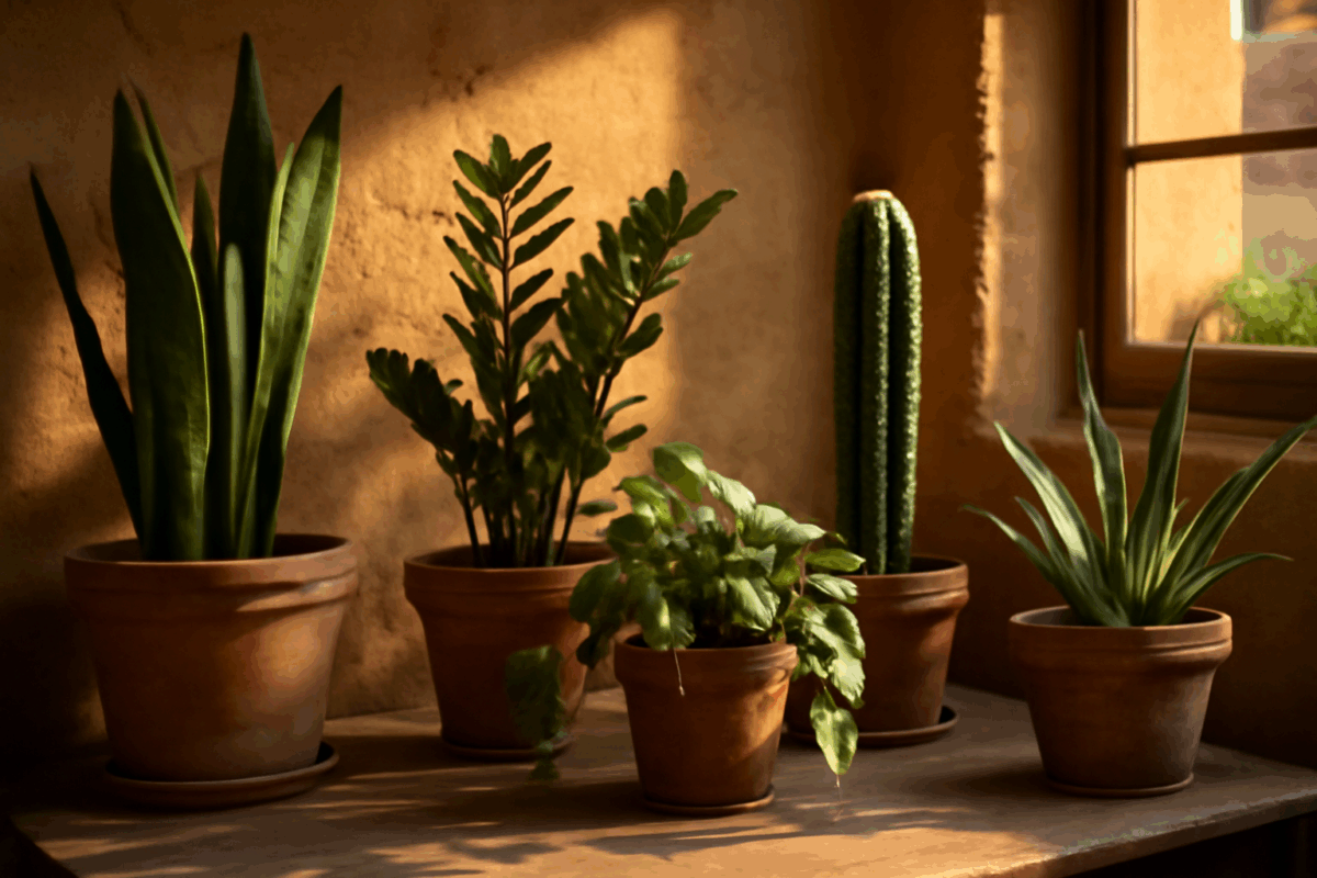 Piante ideali per chi viaggia spesso, come Sansevieria e Aloe Vera