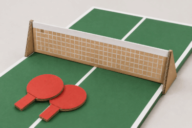 Set da ping-pong con scatole di cartone