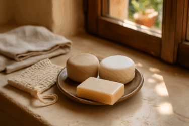 Set bagno con shampoo, balsamo e sapone solidi