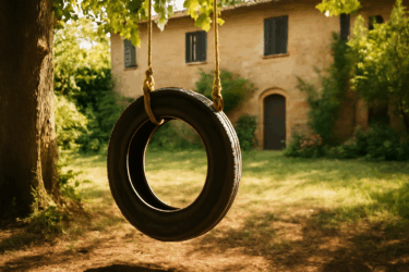 Altalena da pneumatico con corda doppia