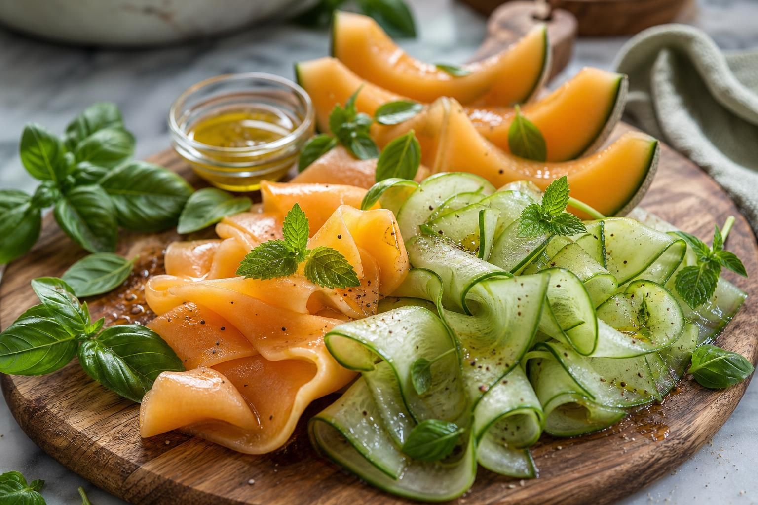 Melone e cetriolo nel piatto: il carpaccio fresco che salva la cena estiva - dettaglio