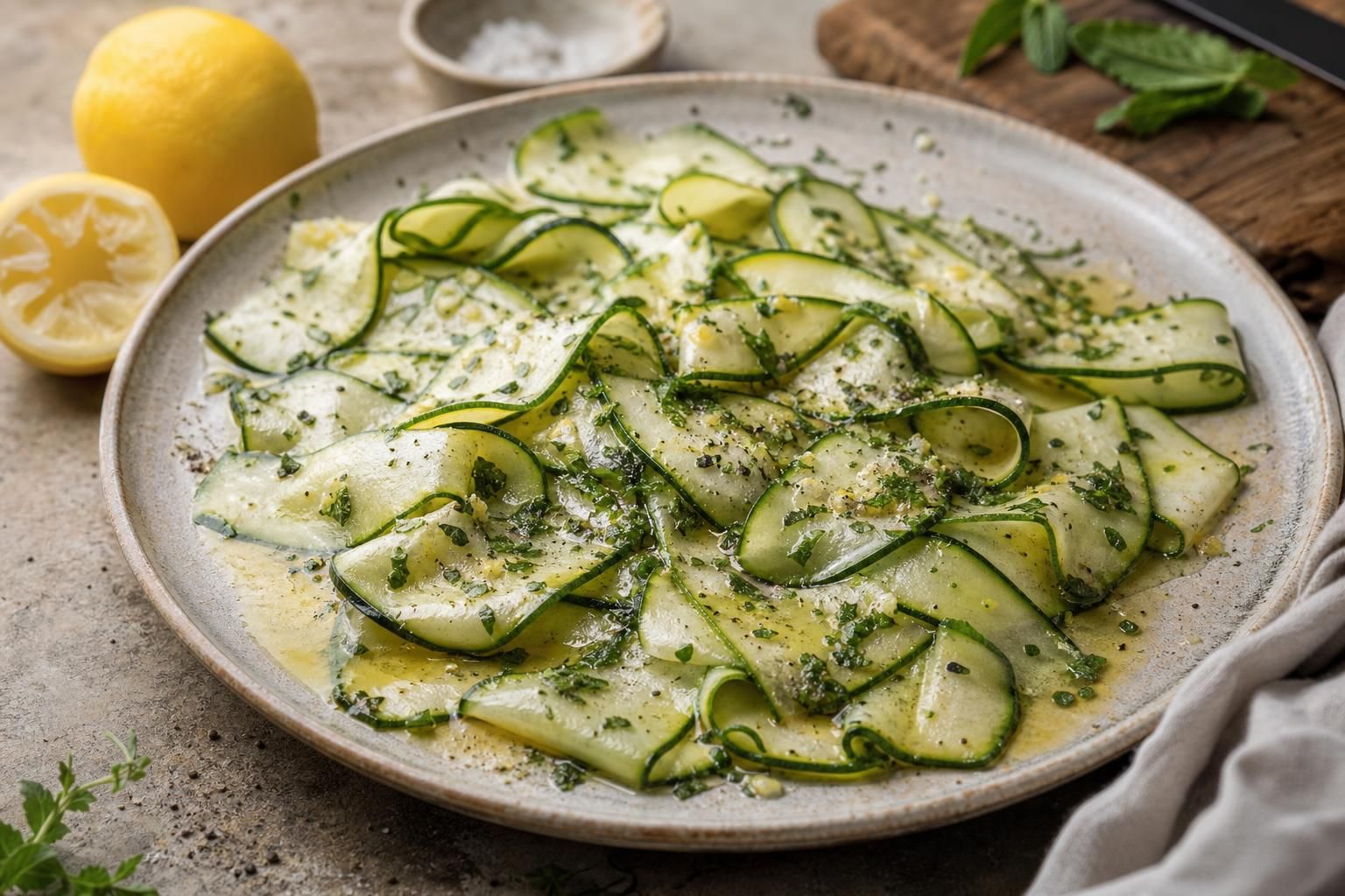 Carpaccio di zucchine crude: il piatto fresco che risolve la cena - dettaglio