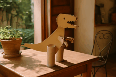 Dinosauro da cartone e rotoli WC: idea di riciclo creativo