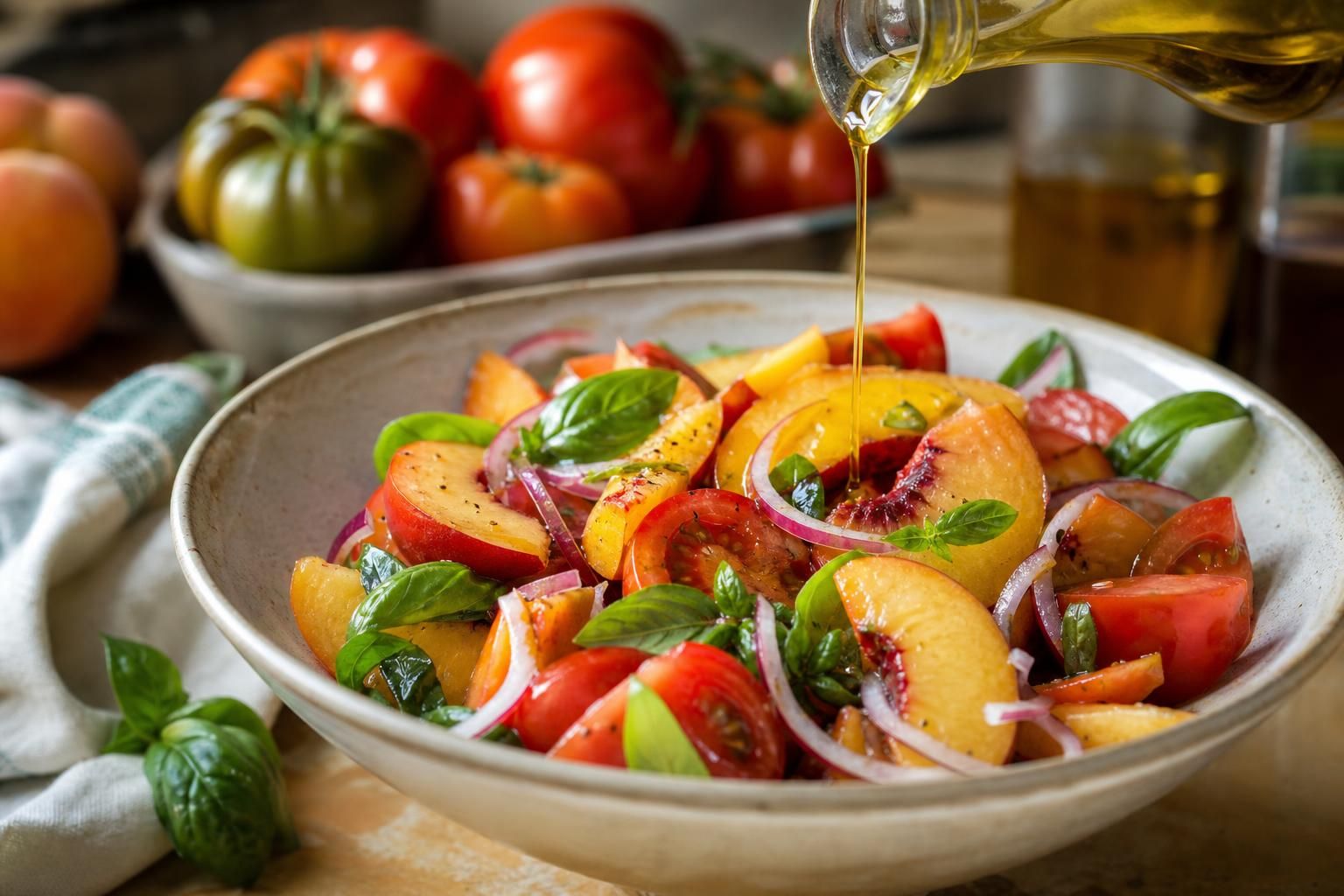 Pesche e pomodori insieme? L’insalata estiva che sorprende davvero - dettaglio