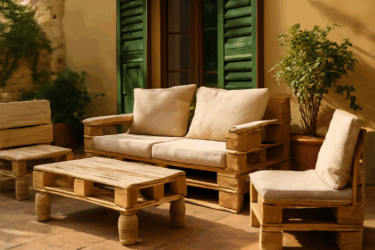 Mobile da giardino con pallets e corda