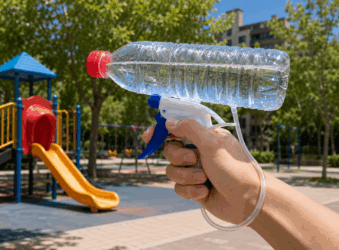 Pistola ad acqua da bottiglia e cannuccia: riciclo creativo