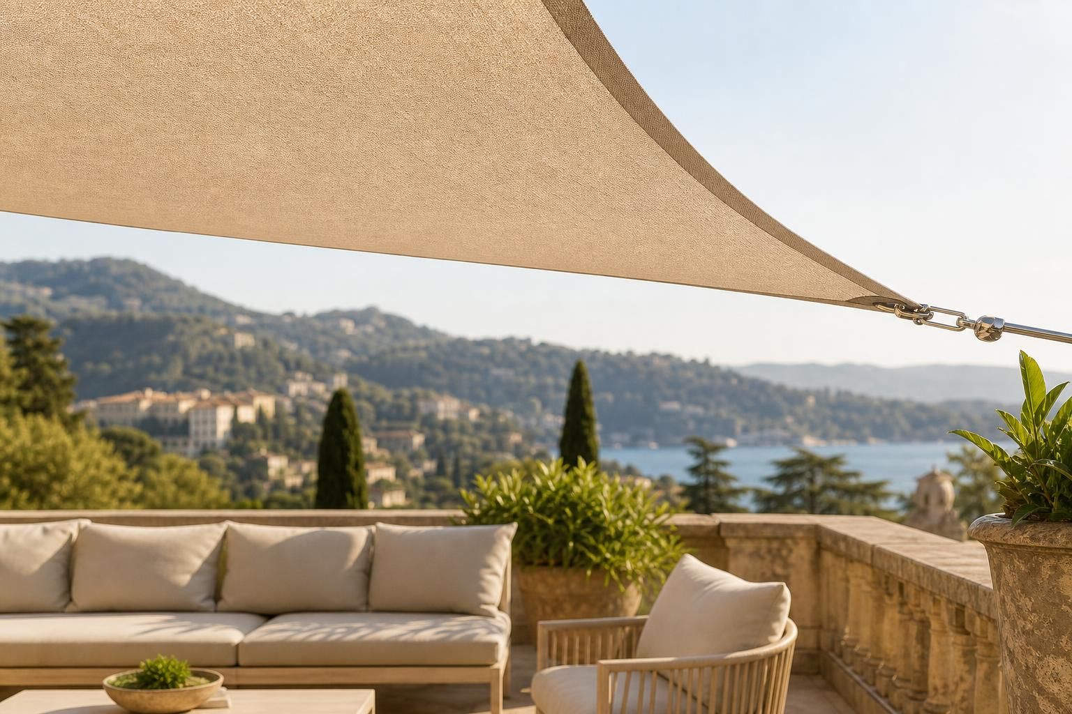 Vela ombreggiante sul balcone: la soluzione semplice per stare fuori anche ad agosto - dettaglio