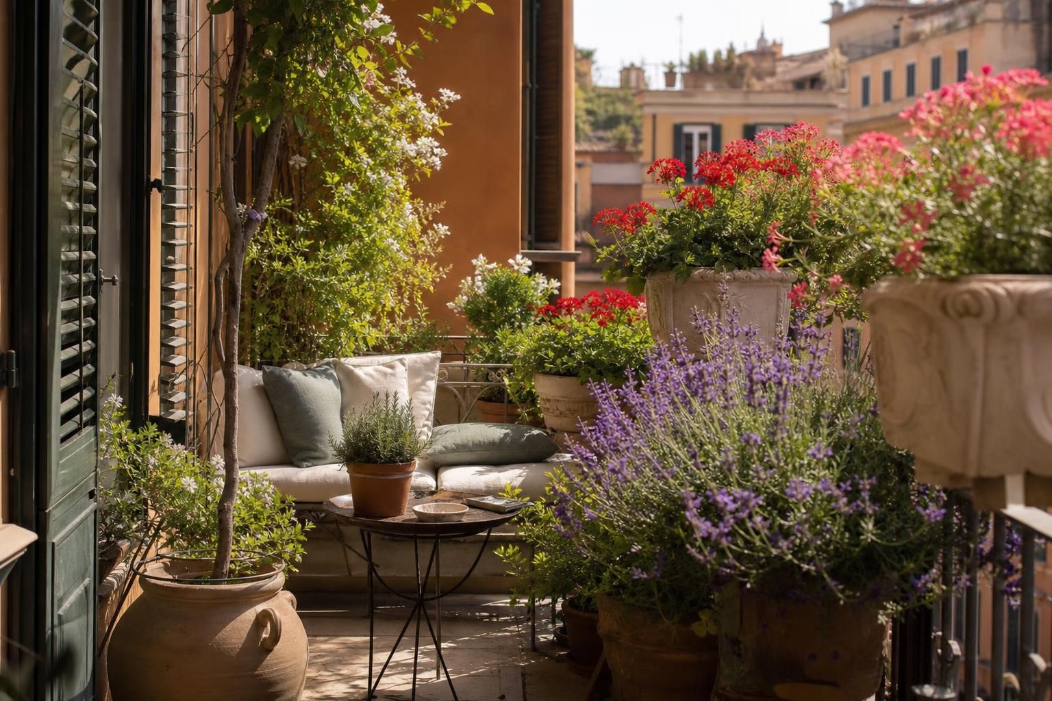 Balcone verde anche ad agosto: le scelte giuste per averlo fresco e pieno