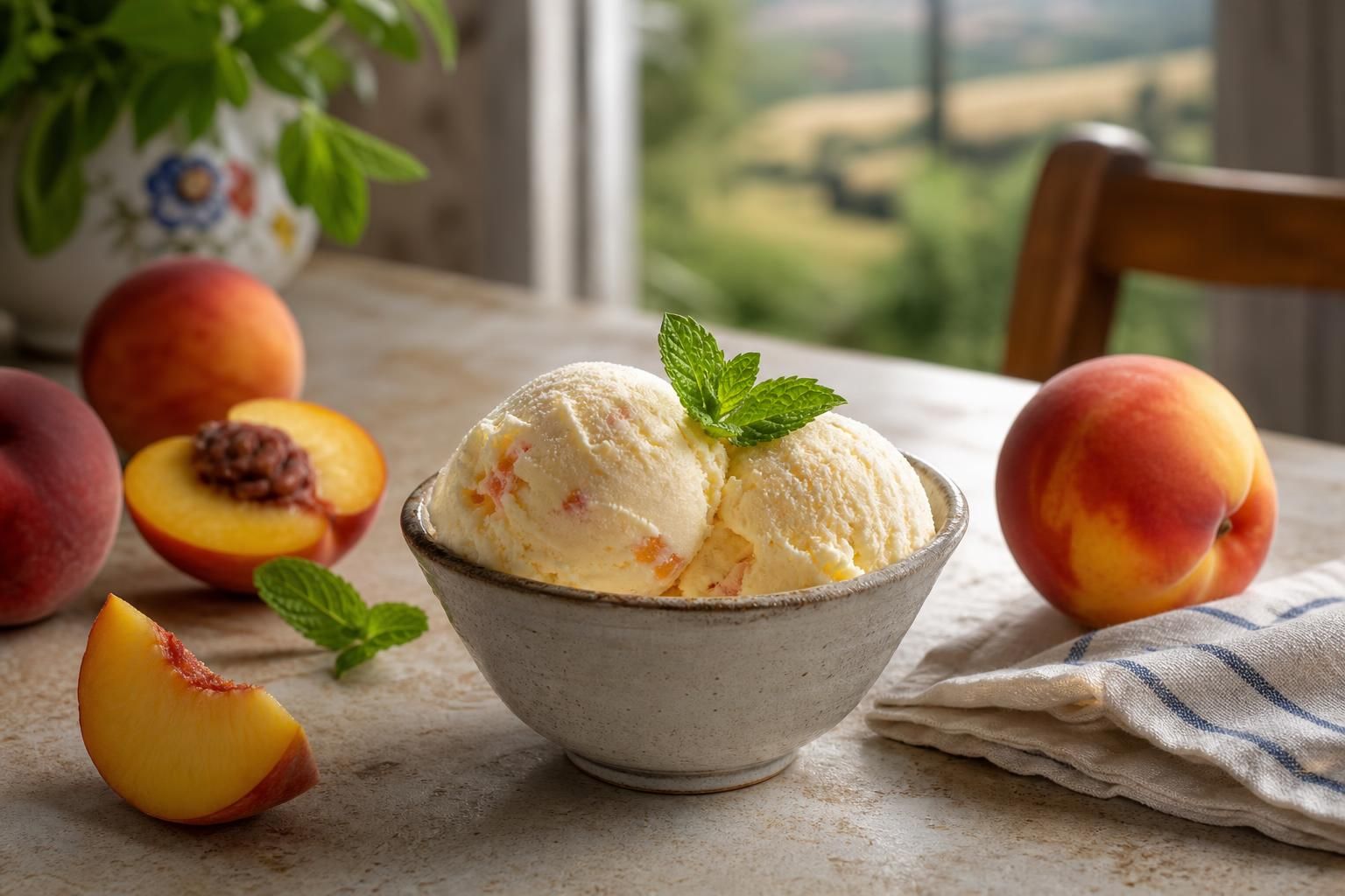 Frozen yogurt alla pesca fatto in casa: fresco, leggero e pronto in poco