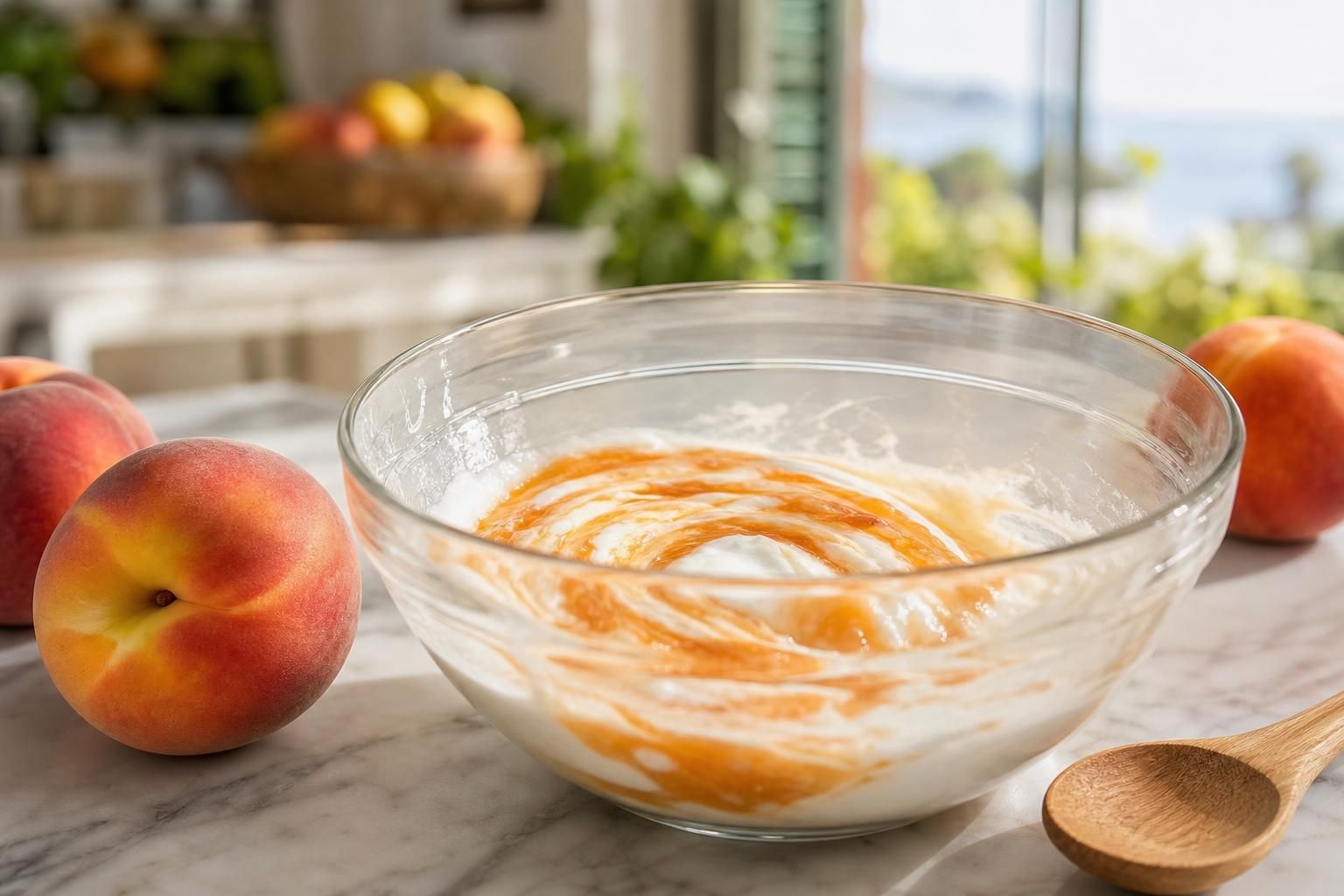 Frozen yogurt alla pesca fatto in casa: fresco, leggero e pronto in poco - dettaglio