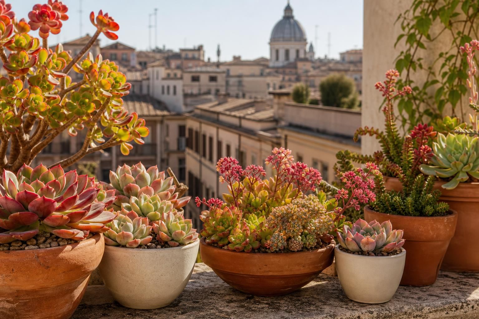 Le piante grasse che si colorano al sole e rendono il balcone più vivo