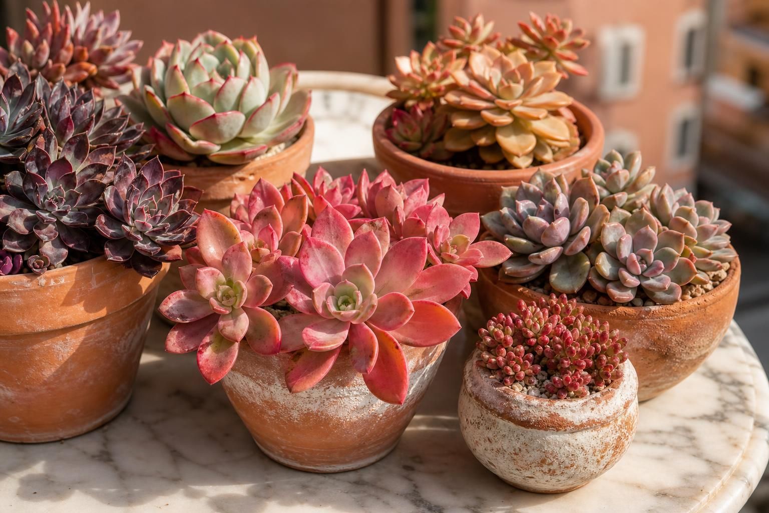 Le piante grasse che si colorano al sole e rendono il balcone più vivo - dettaglio