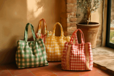 Riciclo creativo: da tovaglie estive a borse di tela