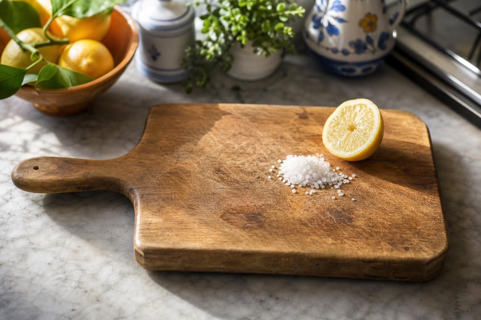 Tagliere di legno con odori e aloni? Il limone ti aiuta a pulirlo bene